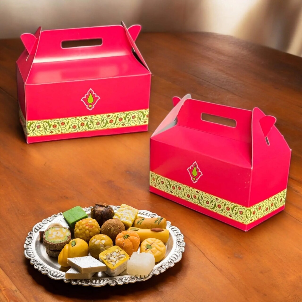 Bulk Gable Boxes Party Favor Treat Boxes Paper Gift Box for Birthday Party Goodie Gift Boxes for Wedding Housewarming Christmas Candy Boxes with Handle Paper